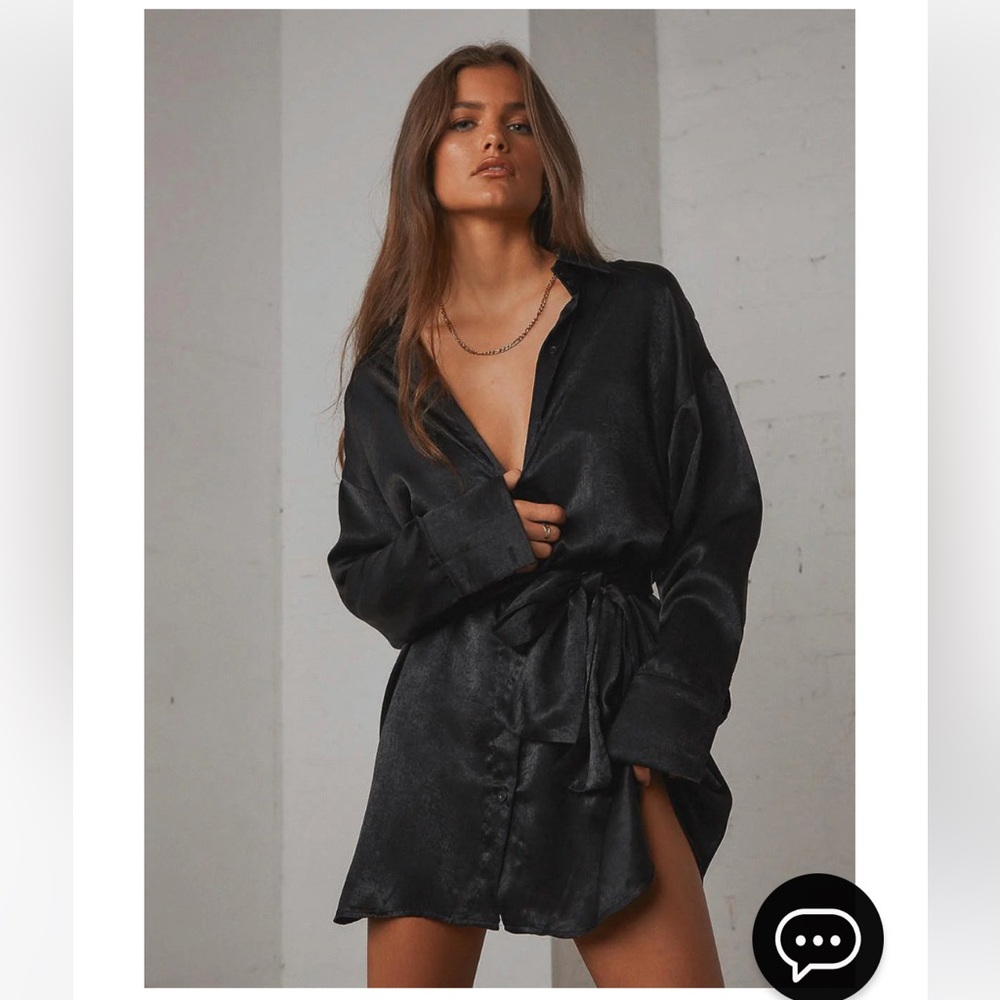 Peppermayo Exclusive Faye Mini Shirt Dress in Black